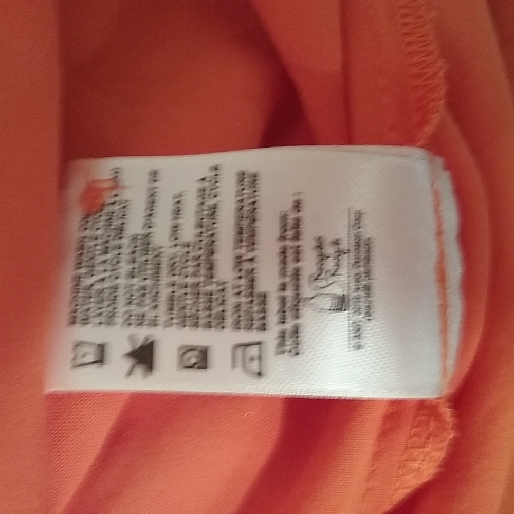 (XL) NWT Denver Hayes 100% Viscose Ruffle Shoulder Light Orange Blouse Colorful - Picture 7 of 8